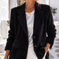 Damen Cordblazer Schwarz Oversize Blazer mit Taschen Gr. 38–44