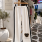 🤍 White Angel Jogger – White Stretch Pants with Contrast Stripes & Statement Patch (36–42)