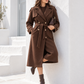 Damen Trenchcoat mit Bindegürtel und goldfarbenen Knöpfen – Schwarz oder Dunkelbraun – Größe 38–42