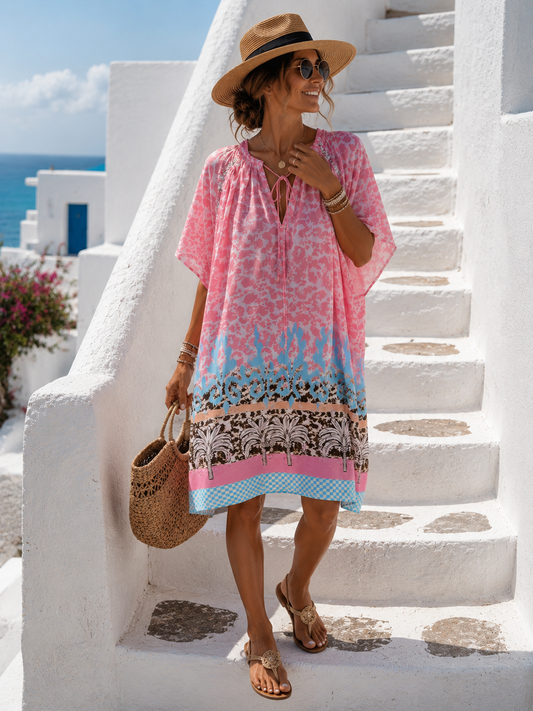 Yippie Hippie Midikleid Damen – Tunika Sommerkleid aus Viskose
