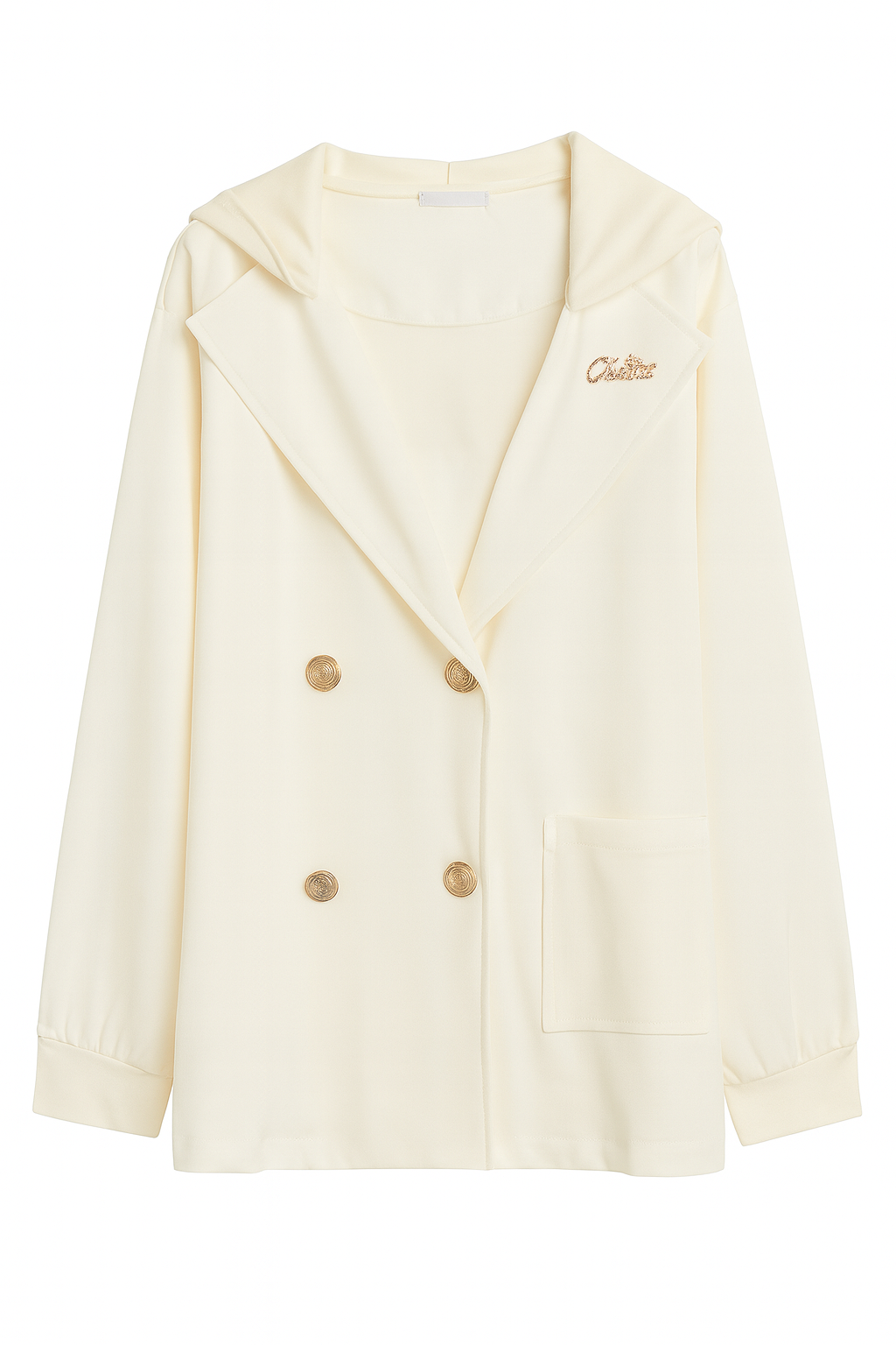 Blazer mit Kapuze in Beige I Weiss