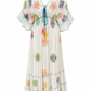 Boho Maxikleid Weiß mit Stickerei & Pailletten – luftiges Sommerkleid Damen (38–42)