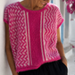 Yippie Hippie Damen Strickpullunder Pink mit Muster – Alpaka Mix Kurzarm