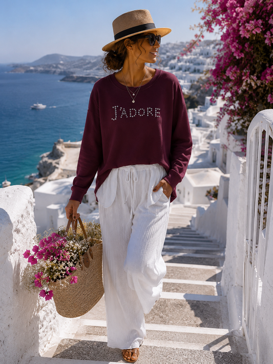 ✨ Women's Sweatshirt "J'Adore" - Rhinestone Statement Sweatshirt | 4 Colors | 38–42