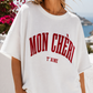 Damen Kurzarm Sweatshirt Weiß mit MON CHÉRI Print – Baumwolle (38–42)