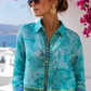 Hippie Hippie Blouse Turquoise Aqua | Luxury Oversize Viscose Blouse | Ibiza & Mykonos Style 🌴