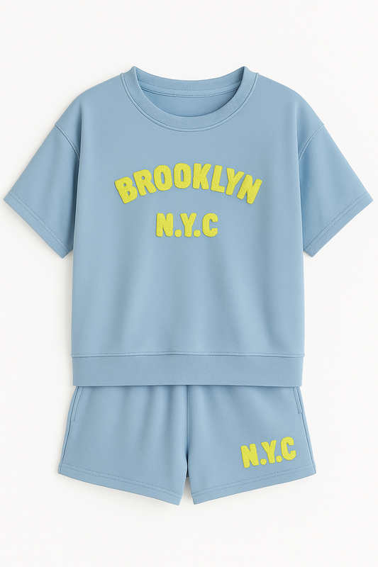 Zweiteiler "Brooklyn NYC" – Lässiger Oversize Style in Blau