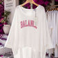 Oversize Sweatshirt „BALANCE“ Weiß/Pink – Baumwolle mit V-Rücken | 42–46 | Boutique in Heaven