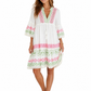 Boho Tunika Kleid Weiß – Midikleid mit Stickerei & Pailletten | Sommerkleid Damen (36–40)