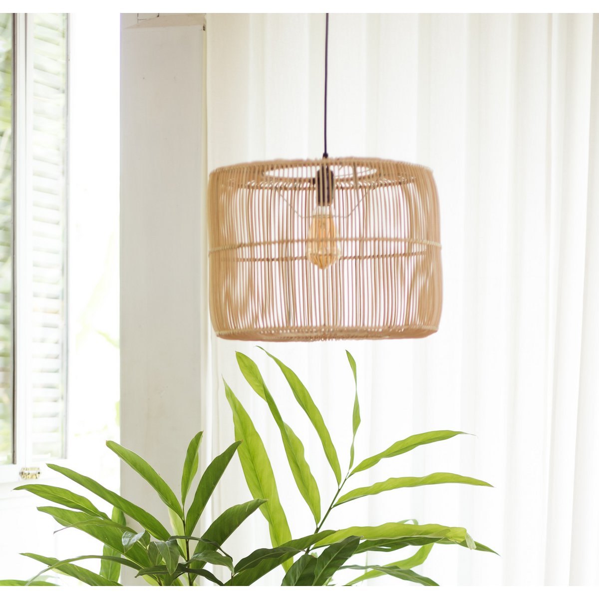 Rattanlampe | Boho Lampenschirm | Pendelleuchte LIKU (2 Größen)