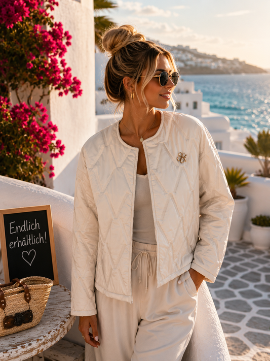 Leichte Damen Steppjacke mit Brosche | Dünne Übergangsjacke 36–42