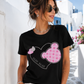 Damen T-Shirt Pink Teddy Heart – Baumwollshirt mit Strasssteinen Schwarz | 36–42