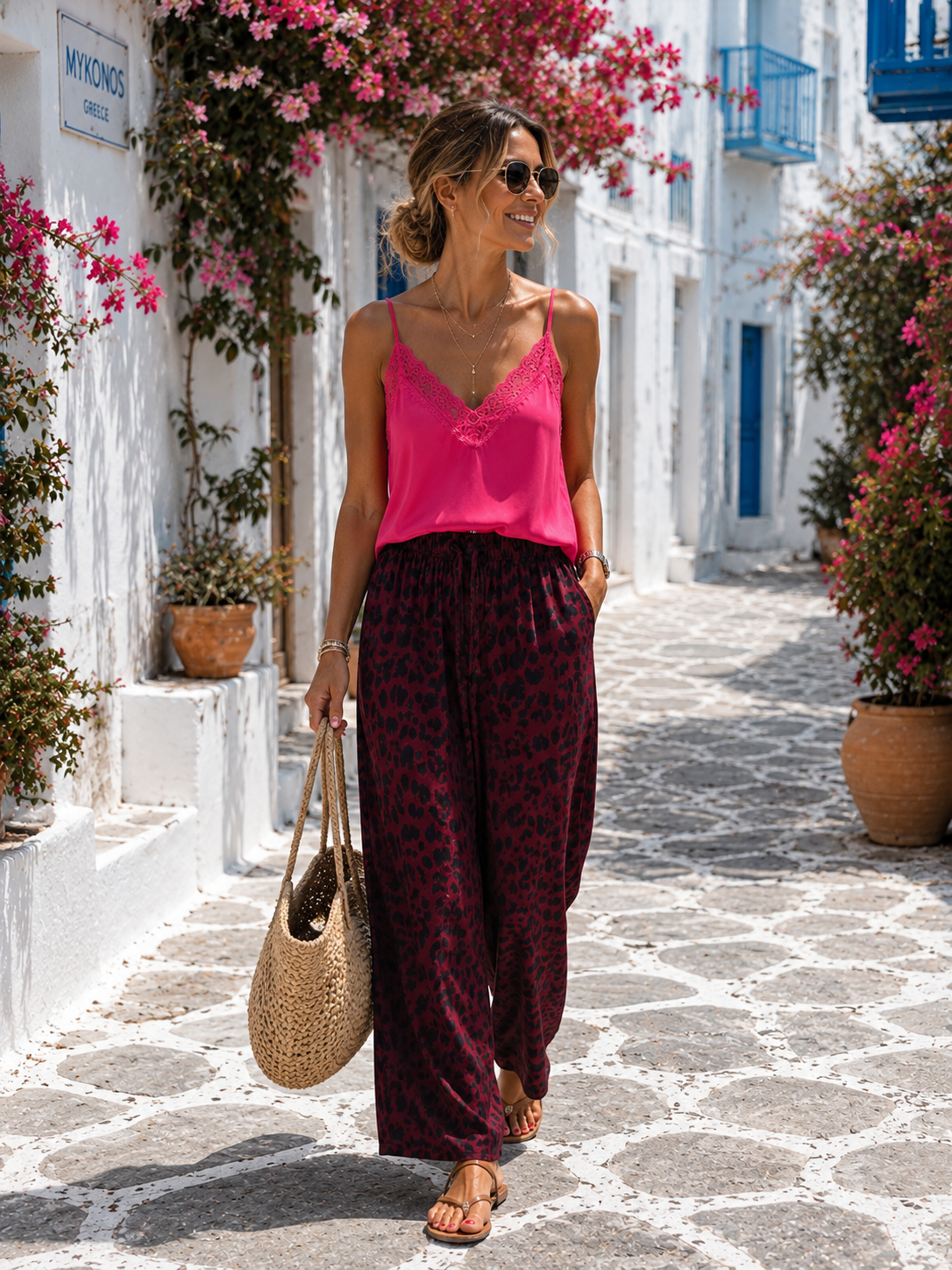 Leo Palazzo Hose Damen – Viskose Seide | Weite Sommerhose mit Taschen 38–44