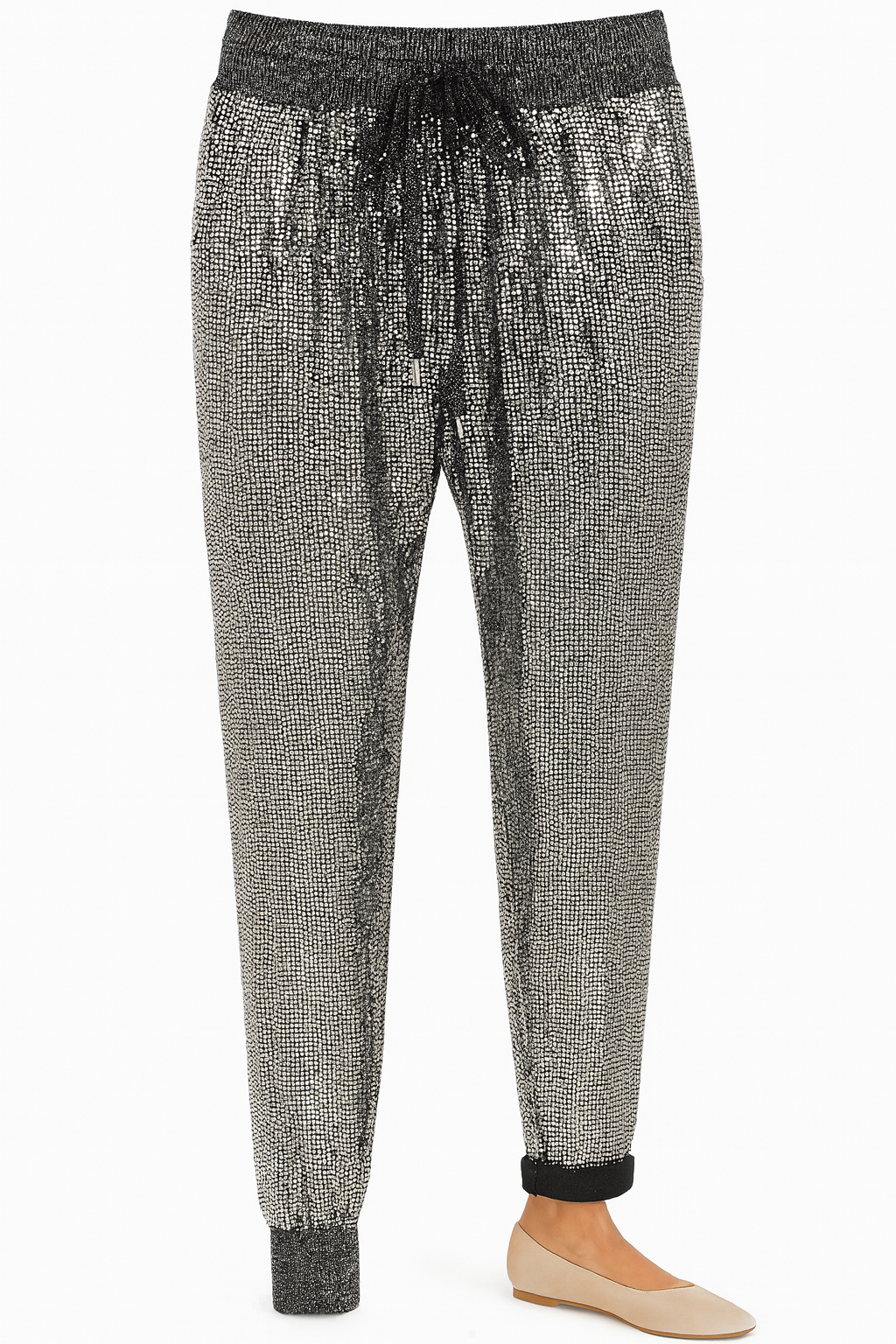 Silberne Pailletten-Hose – Glam Look
