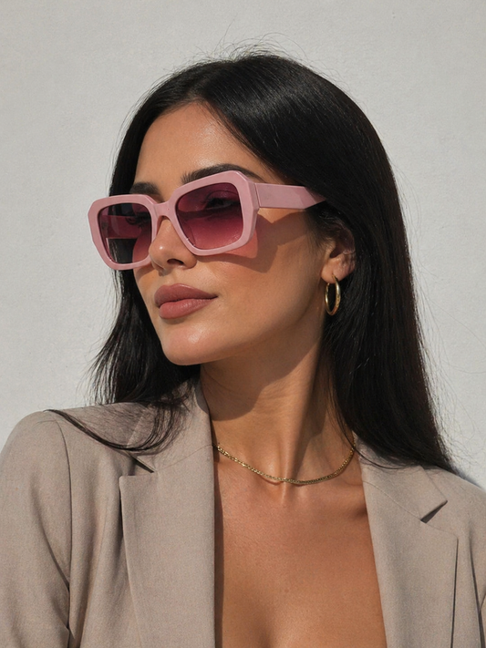 Pink Edge Sonnenbrille Damen – Oversize Trendbrille Rosa – UV400 Schutz – Fashion Statement