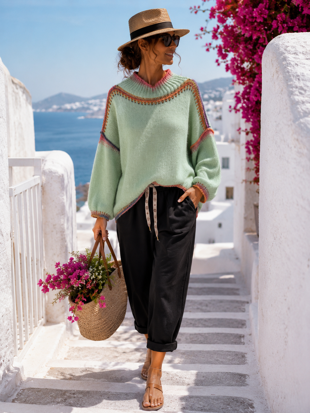 🌸 Pastel Dream Oversize – Kuschelpullover mit Farbdetails (38-46)