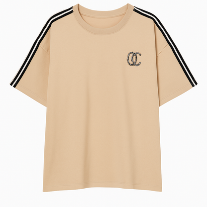 Dames T-shirt in oversized model in wit/beige (maat 38-42+)