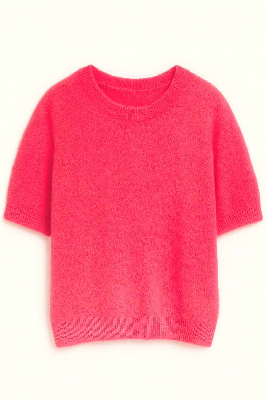 Alpaka Kurzarm Pullover Neon Lachs