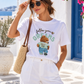 ✨ Teddy Glam Shirt Mint – Baumwollshirt mit Goldprint & Teddy-Motiv | 38–42