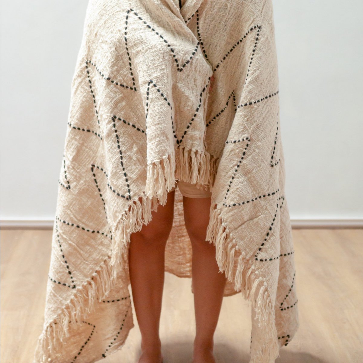 Baumwolldecke | Tagesdecke | Bettdecke | Sofadecke 140x200 cm LINGGAH handgewebt aus Baumwolle