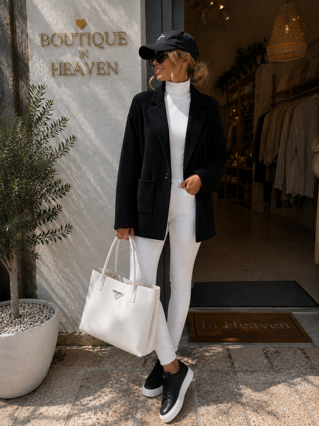 Damen Cordblazer Schwarz Oversize Blazer mit Taschen Gr. 38–44
