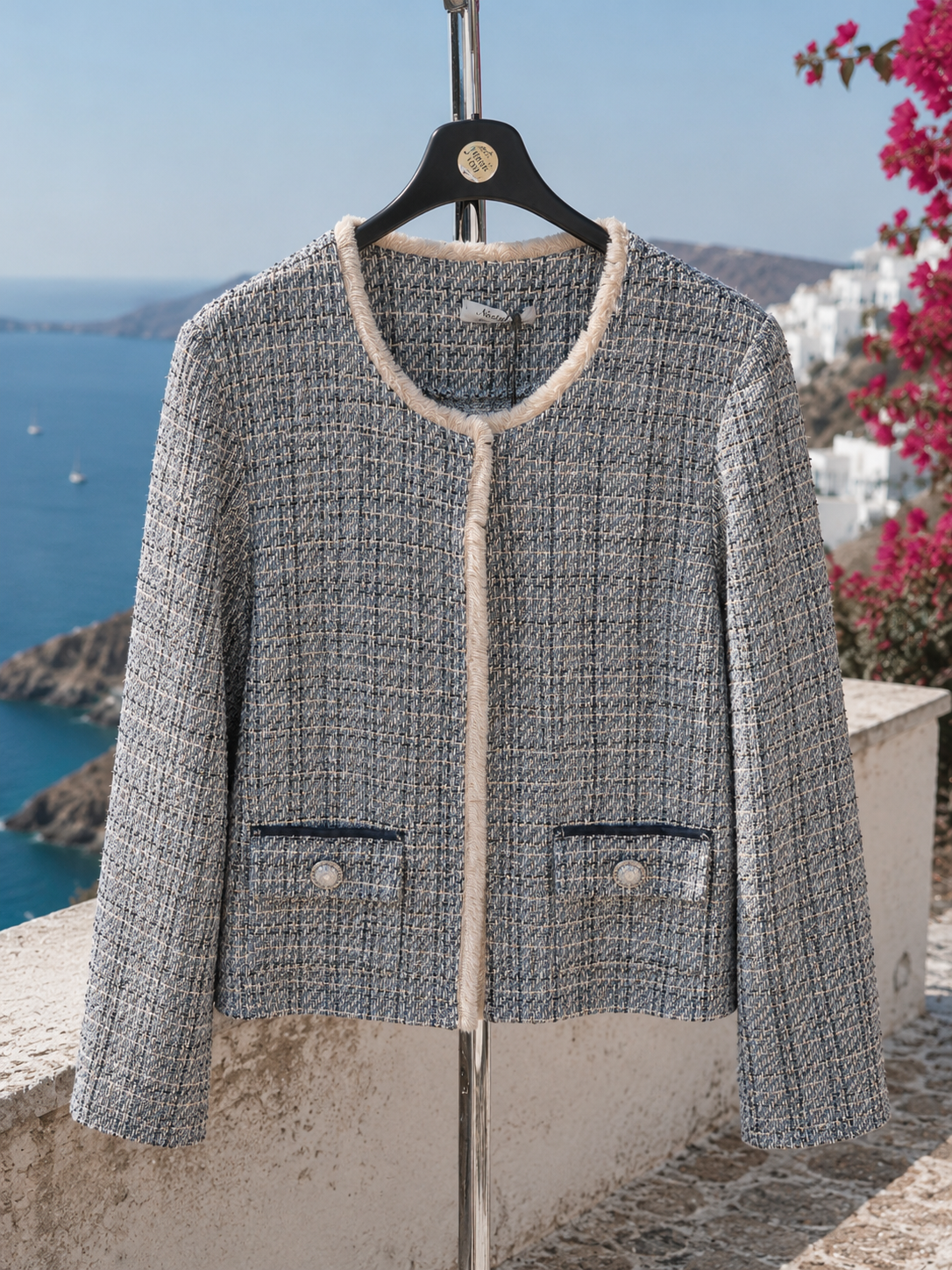 Französische Bouclé-Jacke Damen | Baumwollmix | Verschiedene Farben XL