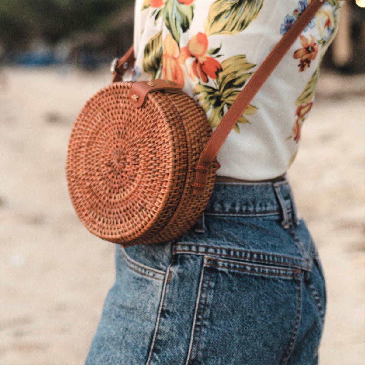 Umhängetasche | Bali Tasche SENJA (braun) Aus Rattan