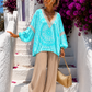 Hippie Hippie Women's Tunic Blouse Turquoise with Mandala Print – Summer Blouse made of Cotton & Viscose