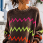 Damen Strickpullover Neon Zick Zack – Oversize Pullover (38–42+)