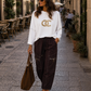 Golden Glam Sweatshirt – Schwarz & Weiß | Viskose-Luxus mit Gold-Statement ✨🤍
