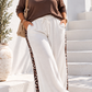 Curvy Damenhose mit weitem Bein und Leo-Seitenstreifen, Weiß oder Braun Viskose Gr.44-52