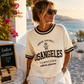 Los Angeles Women's Knit Shirt Cream | Short Sleeve Fine Knit Pullover with Viscose | Boutique in Heaven 36-40