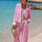 💗Saint-Tropez Pink Glam Zweiteiler – Luxus Blazer & Palazzo-Hose in Candy Pink ✨ L