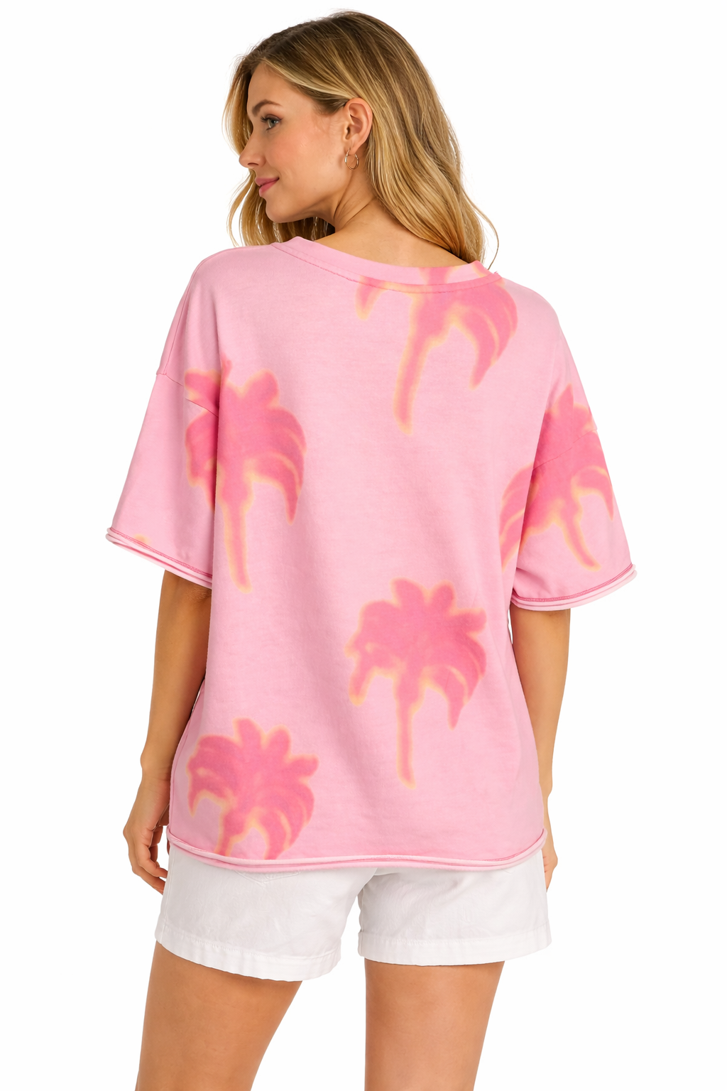 Yippie Hippie Oversize Damen T-Shirt Pink mit Print – Casual Sommer Shirt