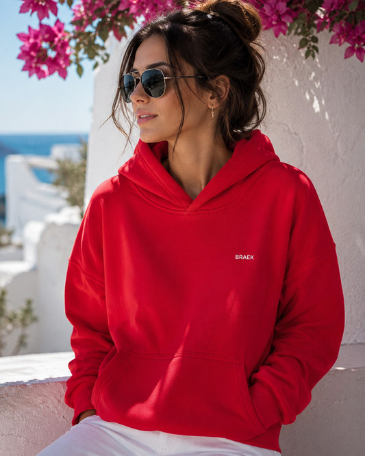 BRAEK Oversize Hoodie Red | Unisex Premium Hoodie with Hood & Kangaroo Pocket