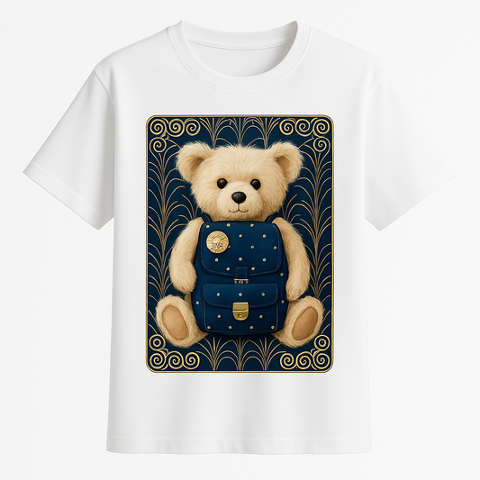 Weißes T-Shirt Teddy mit Sternenrucksack