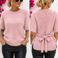 JC Sophie Damen Kurzarm-Strickpullover Rosa aus Alpaka-Mix mit Bindegürtel – Größe S/M