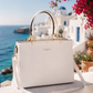 Flora & Co Women's Handbag White – Elegant Shoulder Bag with Handles, Zipper & Shoulder Strap