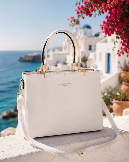 Flora & Co Damen Handtasche Weiß – Elegante Schultertasche mit Henkel, Reißverschluss & Umhängeriemen