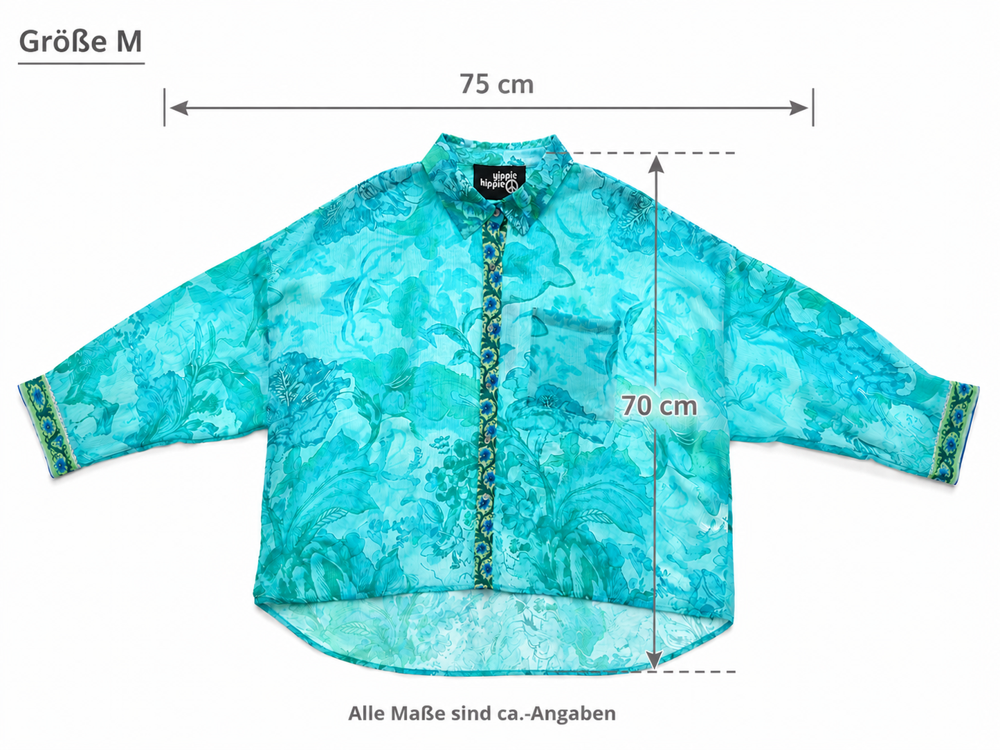 Hippie Hippie Bluse Türkis Aqua | Luxus Oversize Viskosebluse | Ibiza & Mykonos Style 🌴