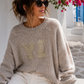 Yippie Hippie Oversize Strickpullover mit goldenem Logo – Alpaka-Mix | Beige