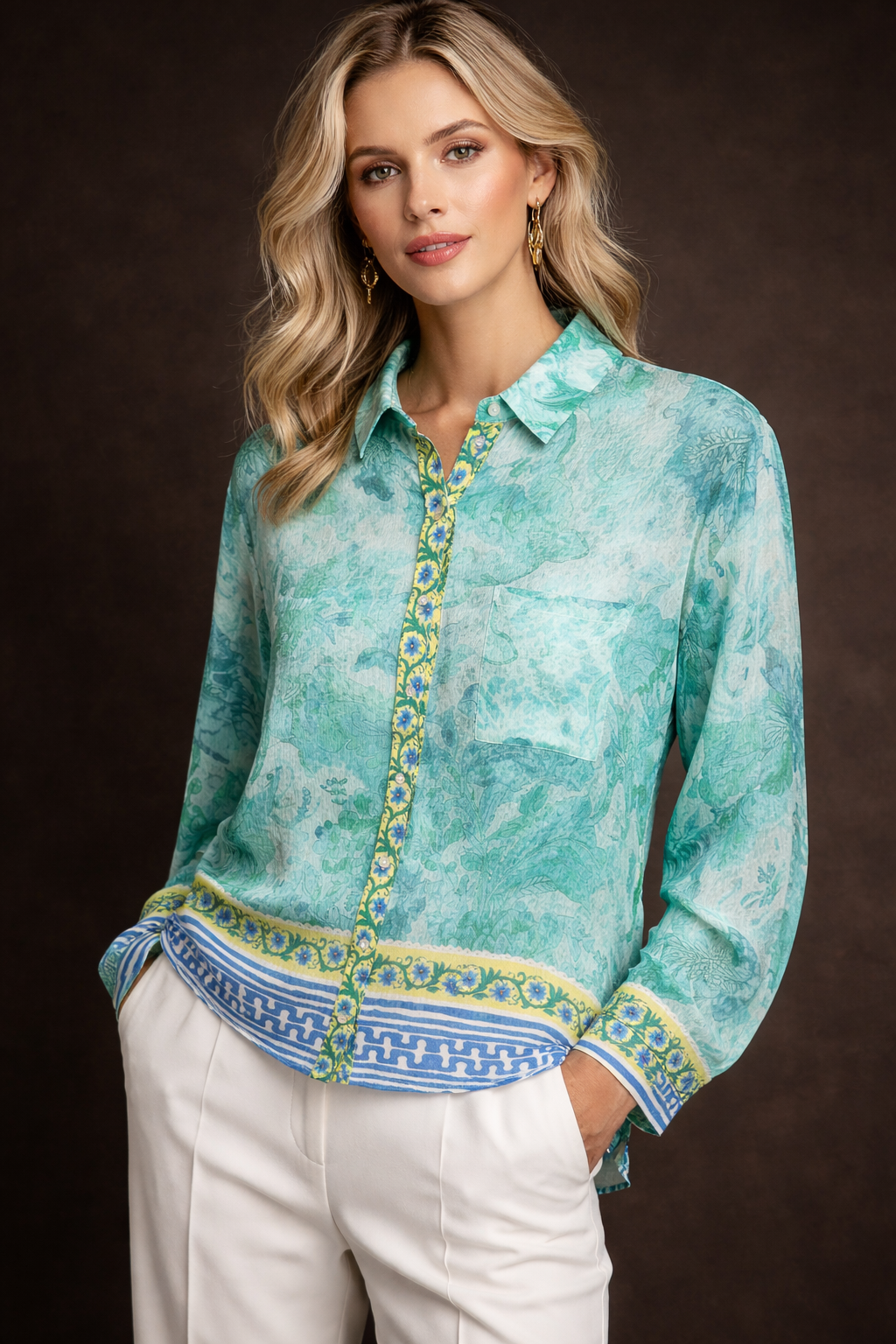 Yippie Hippie Damenbluse Floral Grün – Leicht & besonders