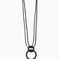 Designer Statement-Kette Schwarz – Doppelband Halskette mit Ring-Anhänger