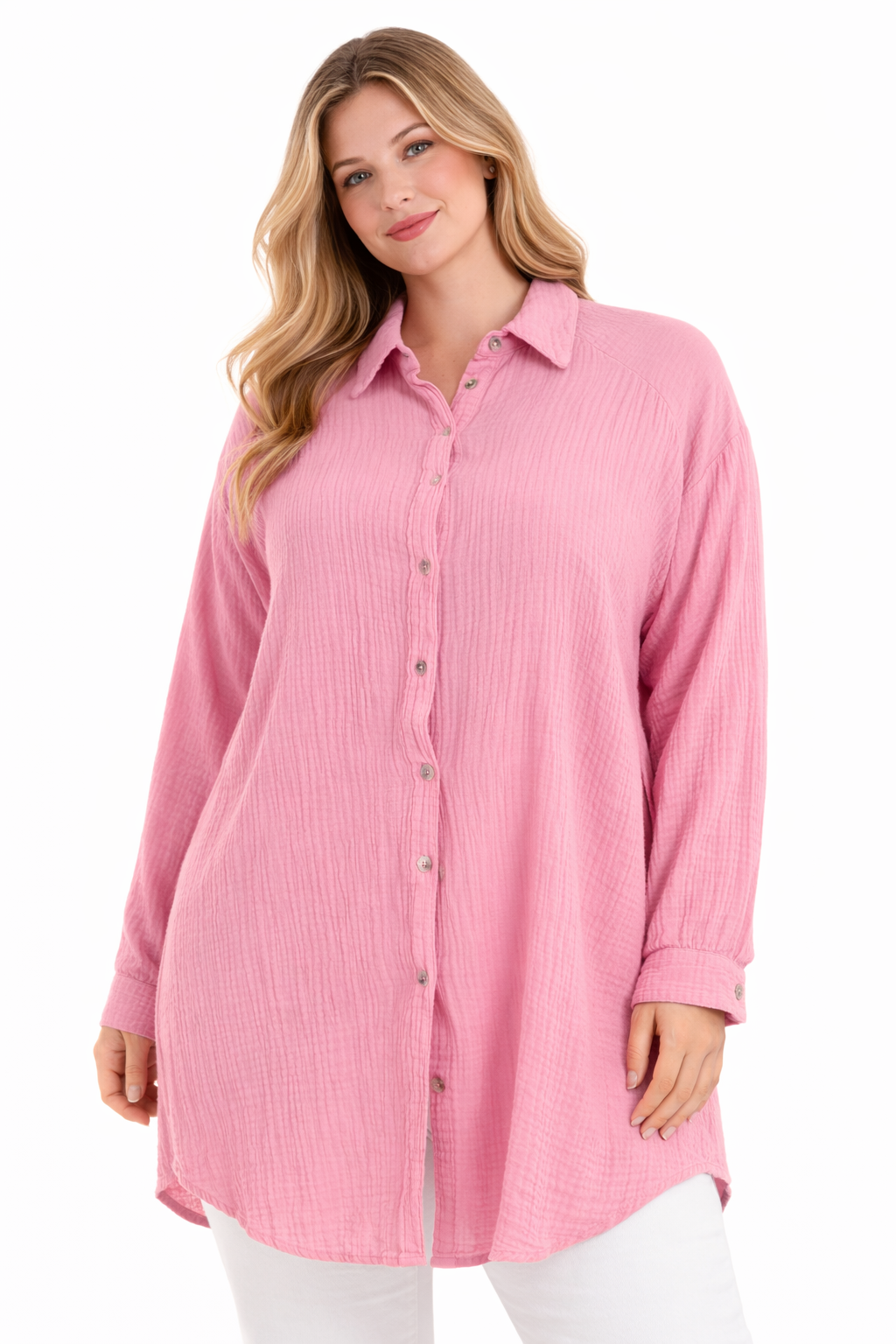 Oversize Musselin Bluse Damen – Curvy Bluse aus 100% Baumwolle (38–48)