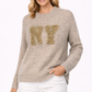 Yippie Hippie Damenpullover Grau – Alpaka Strickpullover mit goldenen Initialen