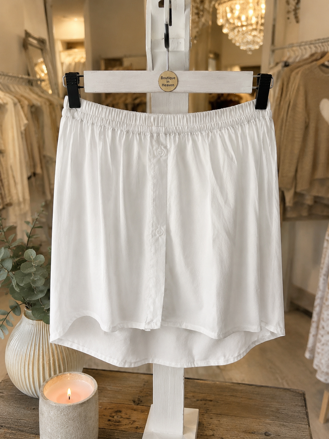 White Blouse Extender – Layering Look with Button Placket (36-42)