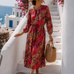 Yippie Hippie Maxikleid Damen – Florales Viskosekleid mit Bindegürtel und Taschen