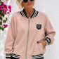 Damen Zweiteiler Beige aus Viskose-Mix – Collegejacke mit Reißverschluss & Hose mit Gummizug und Kordelzug 38-42