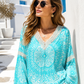 Hippie Hippie Women's Tunic Blouse Turquoise with Mandala Print – Summer Blouse made of Cotton & Viscose
