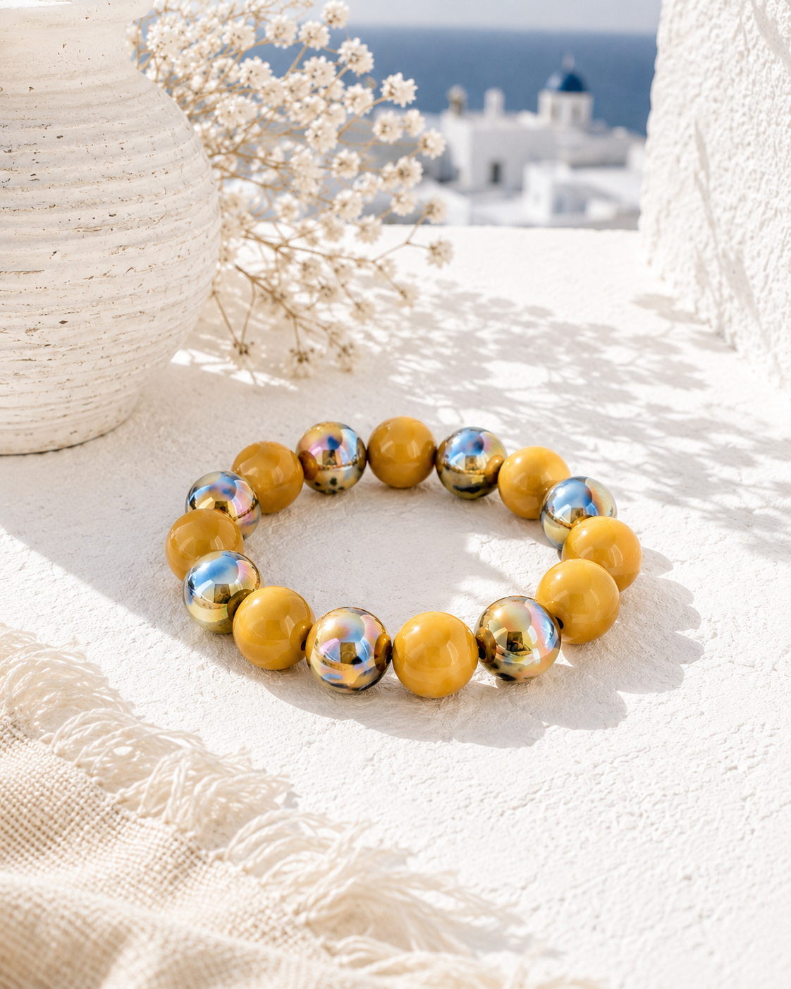 Magic Pearls Damen Armband mit großen Perlen | Elastisches Statement-Armband in verschiedenen Farben